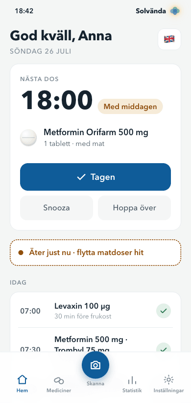 Solvända welcome screen